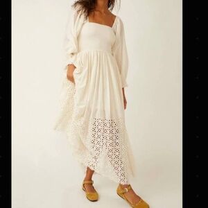 Free People Perfect Storm Midi Dress in Cream